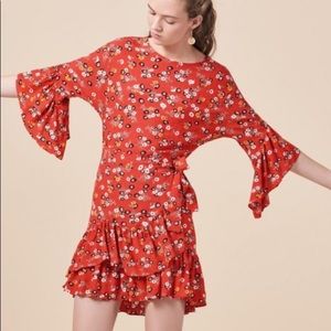 Maje Rahimi Printed Ruffle Dress